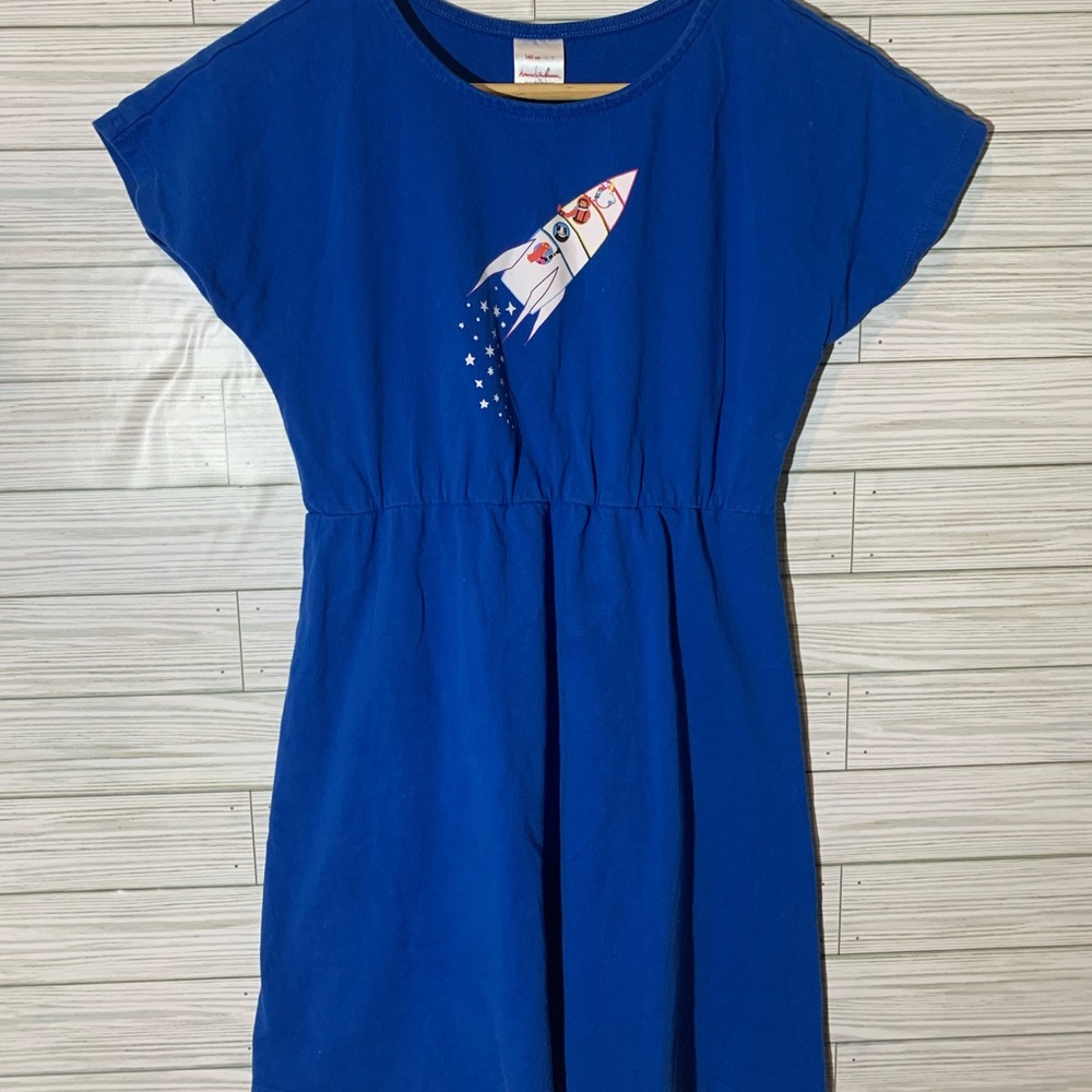 Hanna Andersson Royal Blue Rocket Graphic Casual Dress